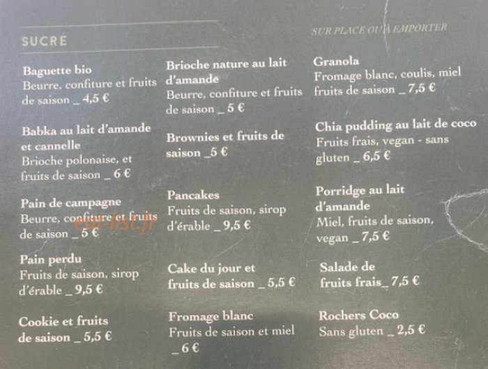 Café Foufou — carte page 1