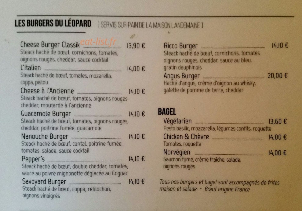 Cafe Leopard — carte page 1