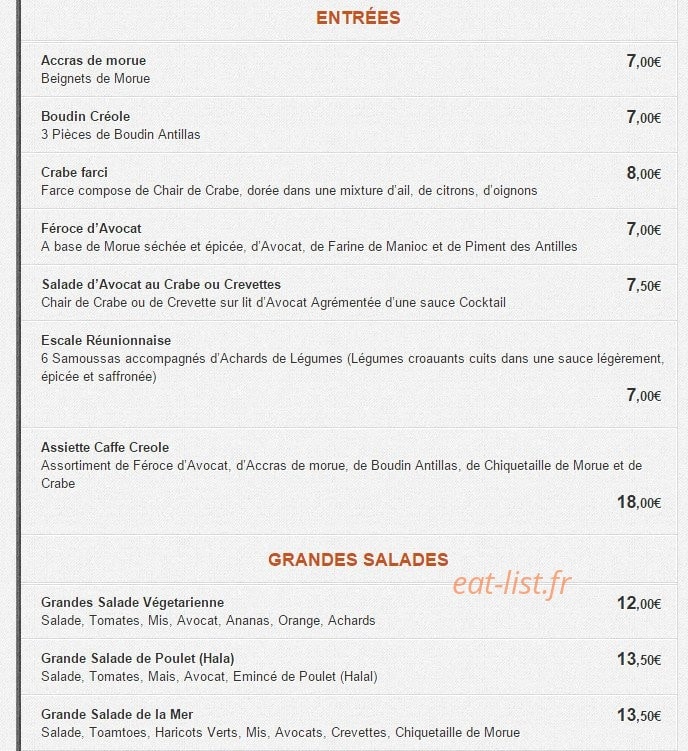 Caffe Creole — carte page 7