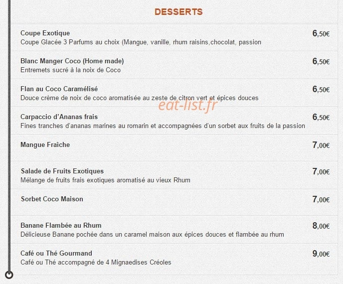 Caffe Creole — carte page 11