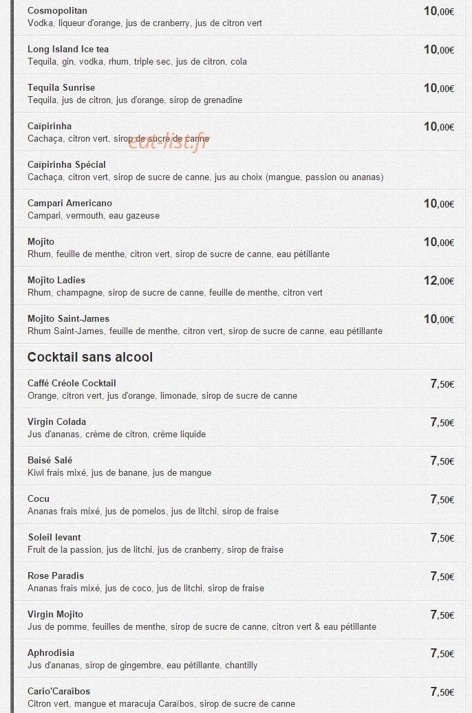 Caffe Creole — carte page 16