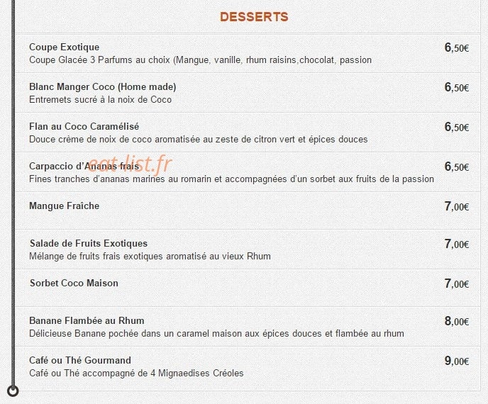Caffe Creole — carte page 12
