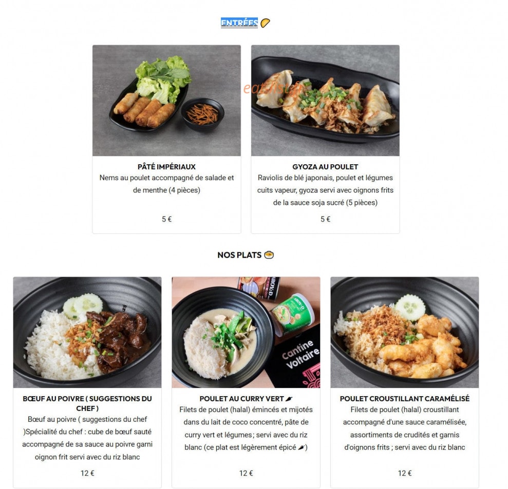 Cantine Voltaire — carte page 1