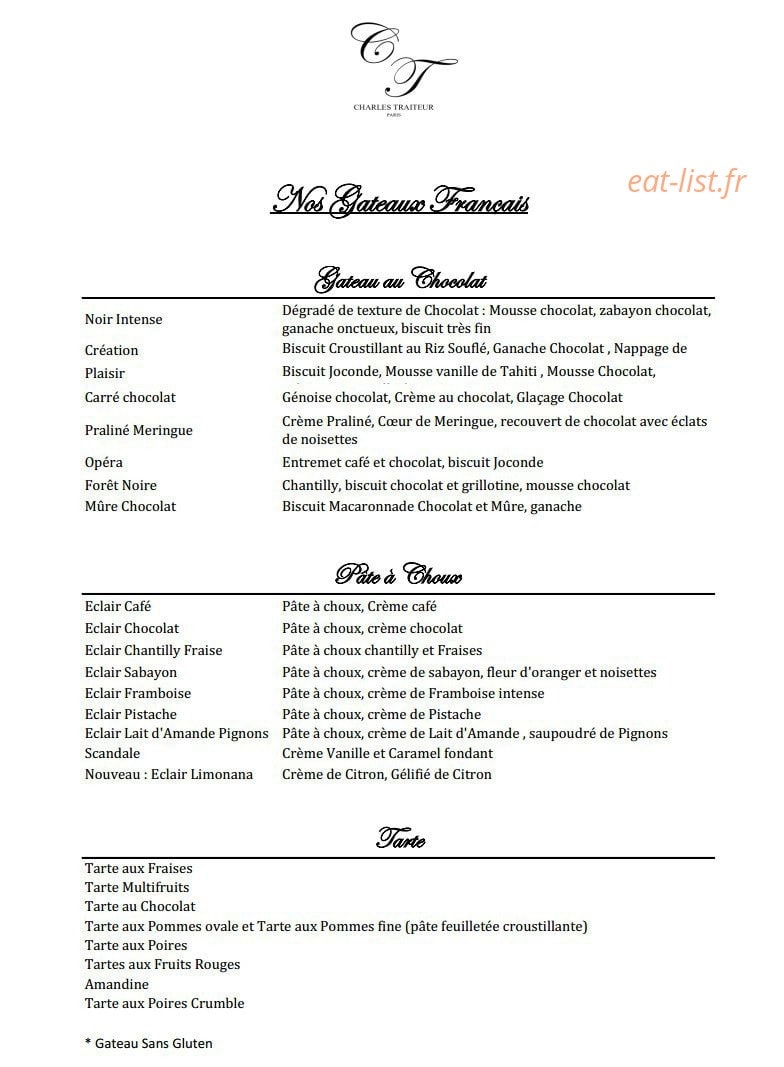 Charles Traiteur — carte page 4