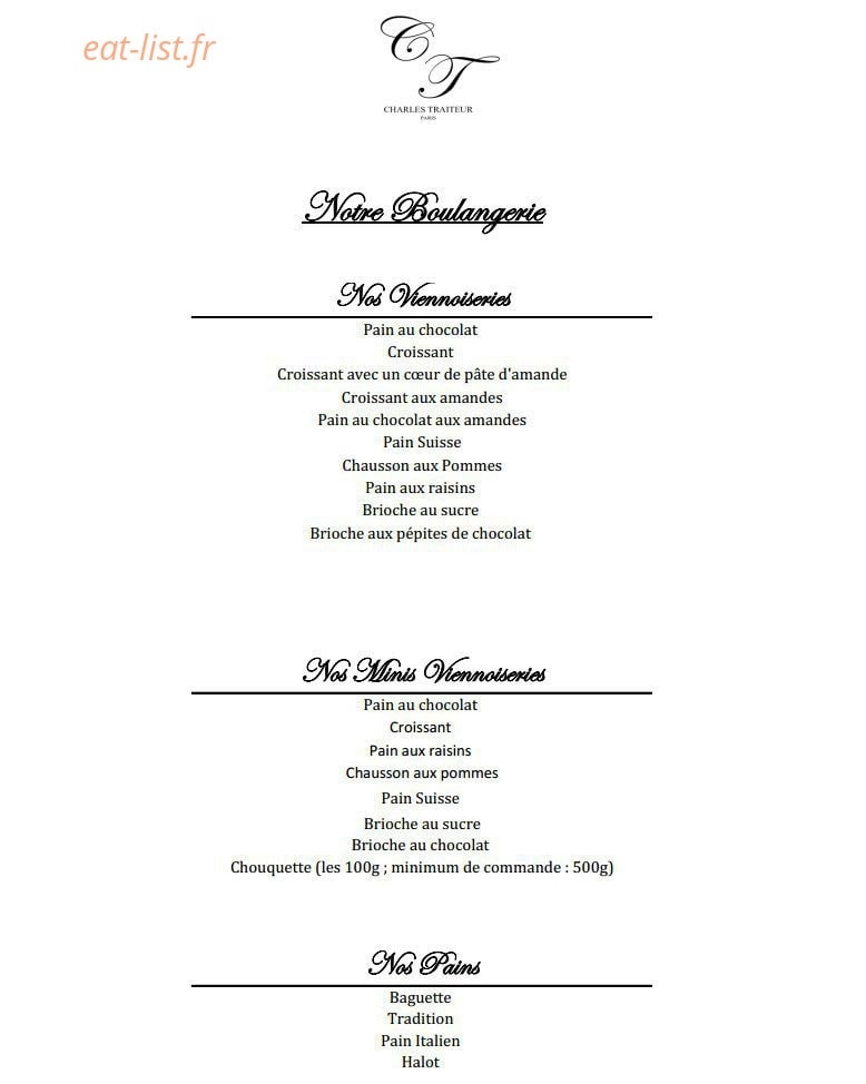 Charles Traiteur — carte page 8
