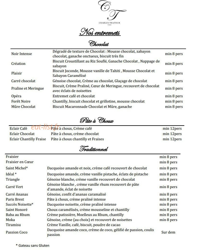 Charles Traiteur — carte page 2