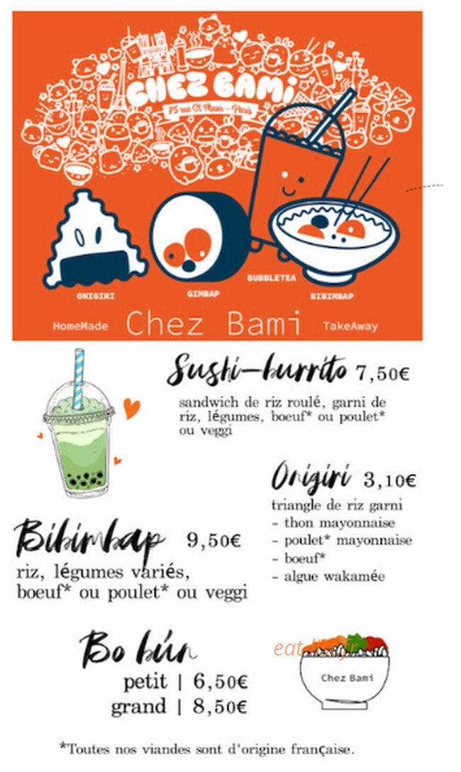 Chez Bami — carte page 1