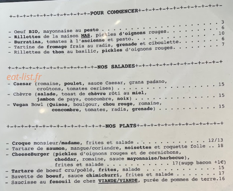 Chez Chouette — carte page 1