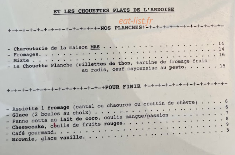 Chez Chouette — carte page 2