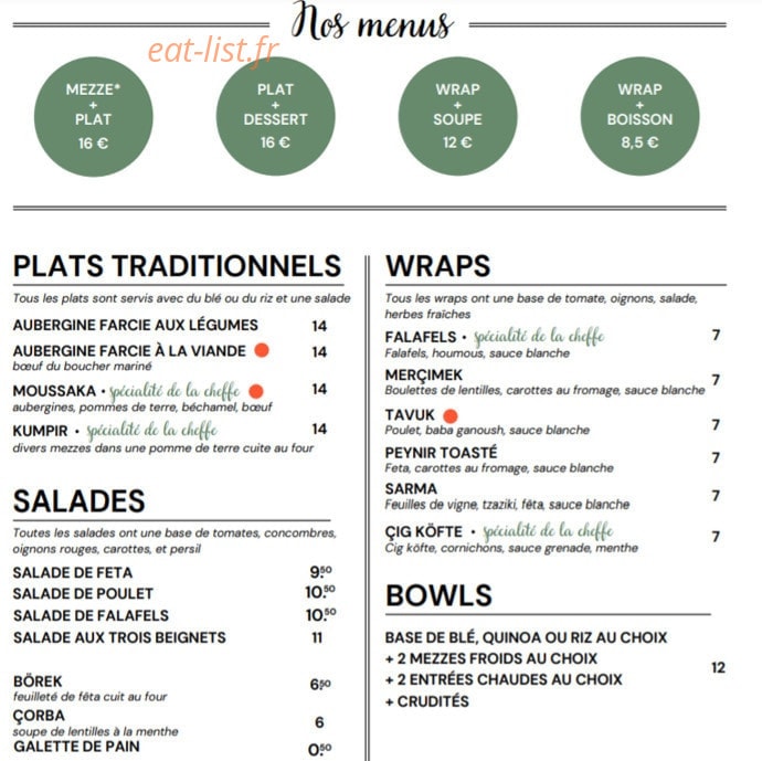 Chez Funda — carte page 2