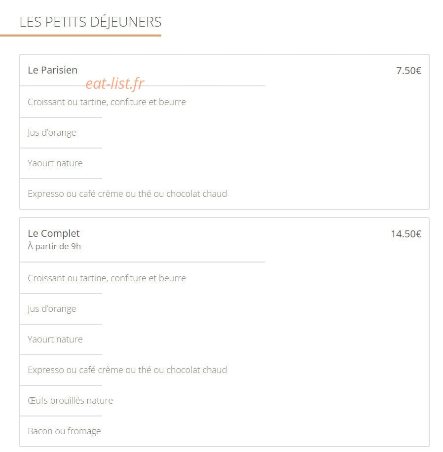 Chez Gaston — carte page 1