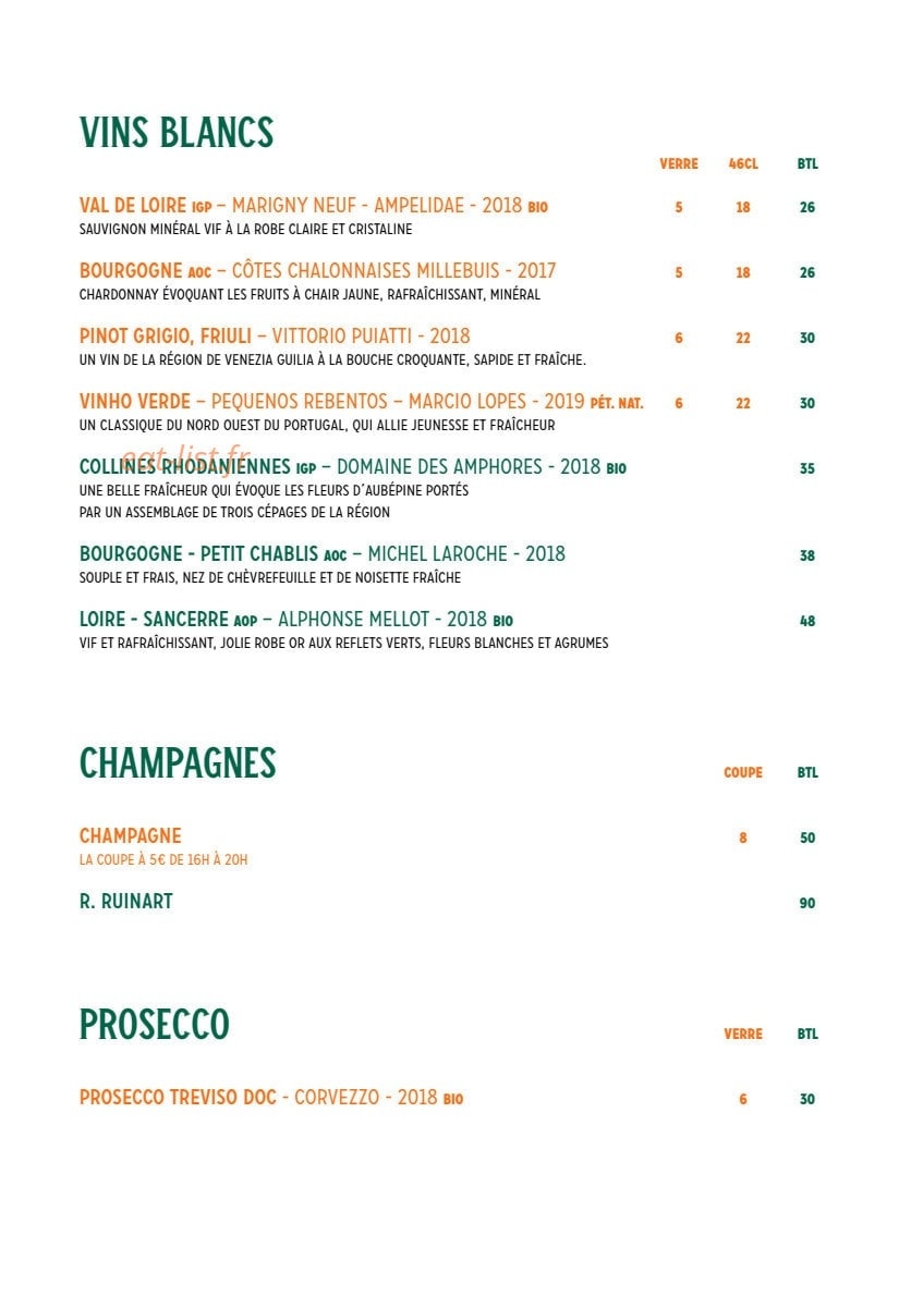 Chez Justine — carte page 9