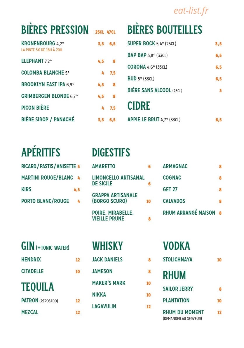 Chez Justine — carte page 7