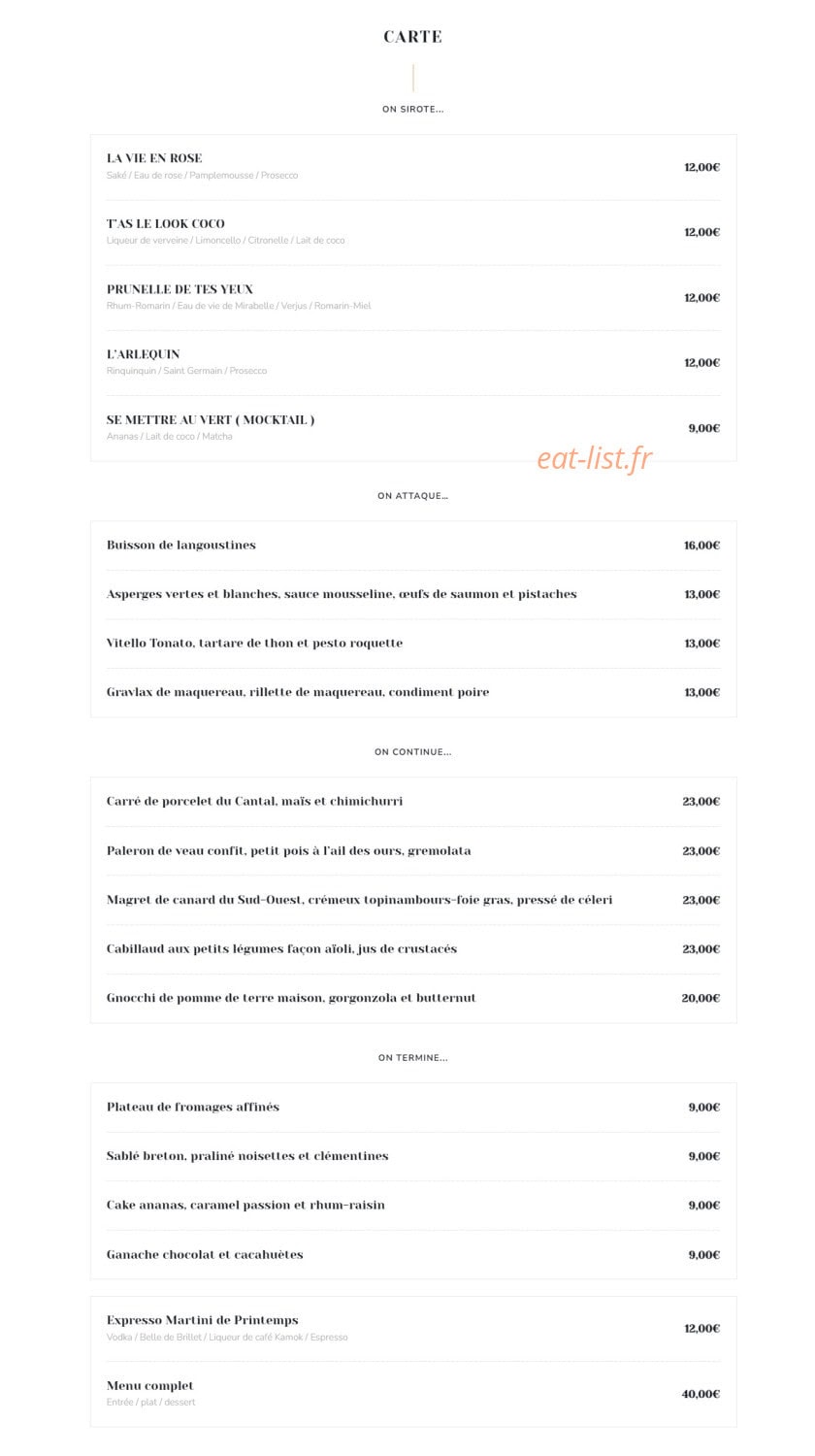 Chez Marthe — carte page 1