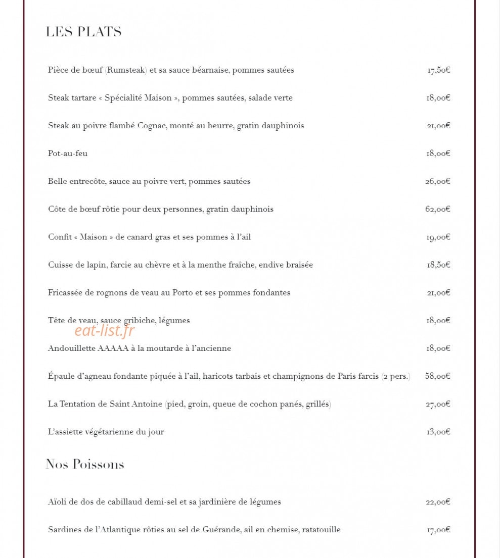 Chez Paul — carte page 2