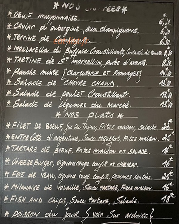 Chez Pradel Bastille — carte page 1