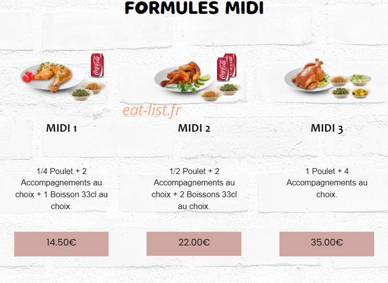 Chicken Delice — carte page 1