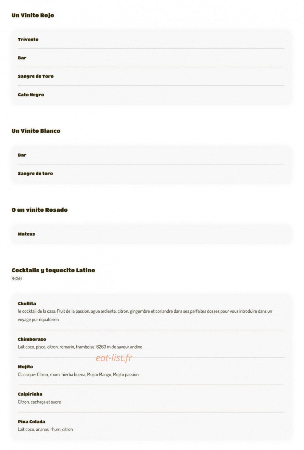 Chulla Vida — carte page 6