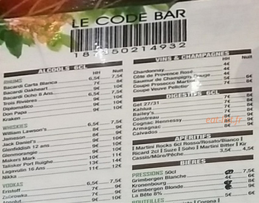 Code Bar — carte page 2
