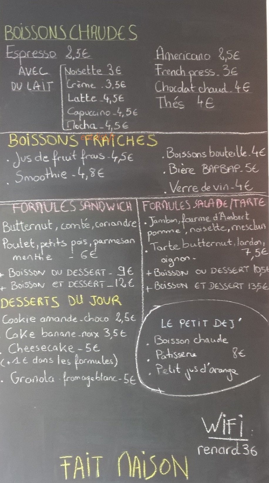 Coffee Spoune — carte page 1