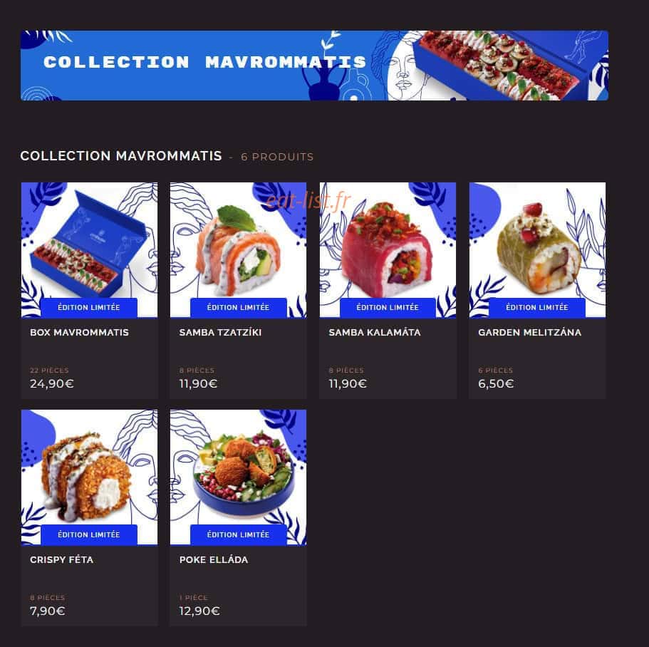 Côté Sushi — carte page 1