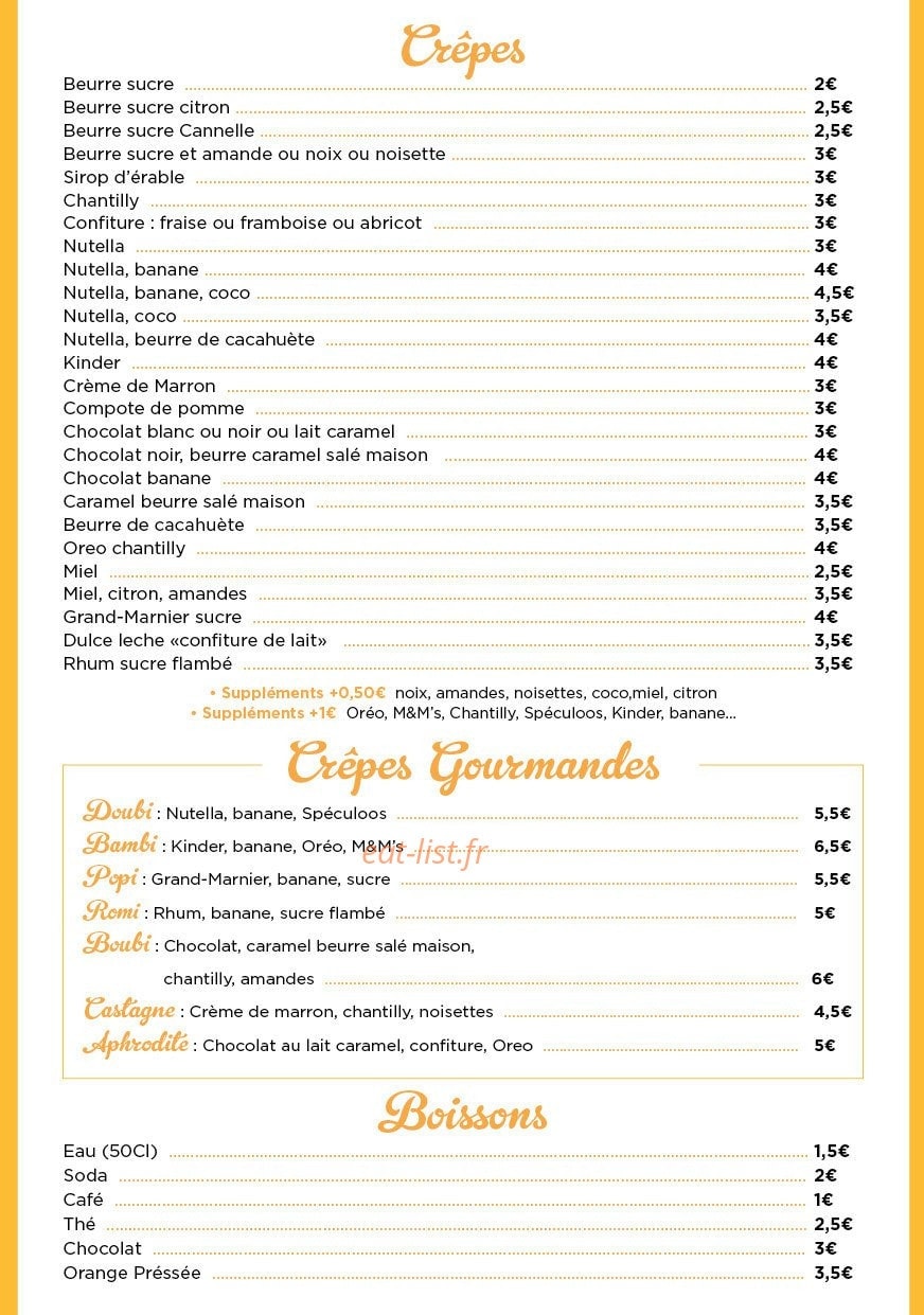 Crêperie Elo — carte page 1