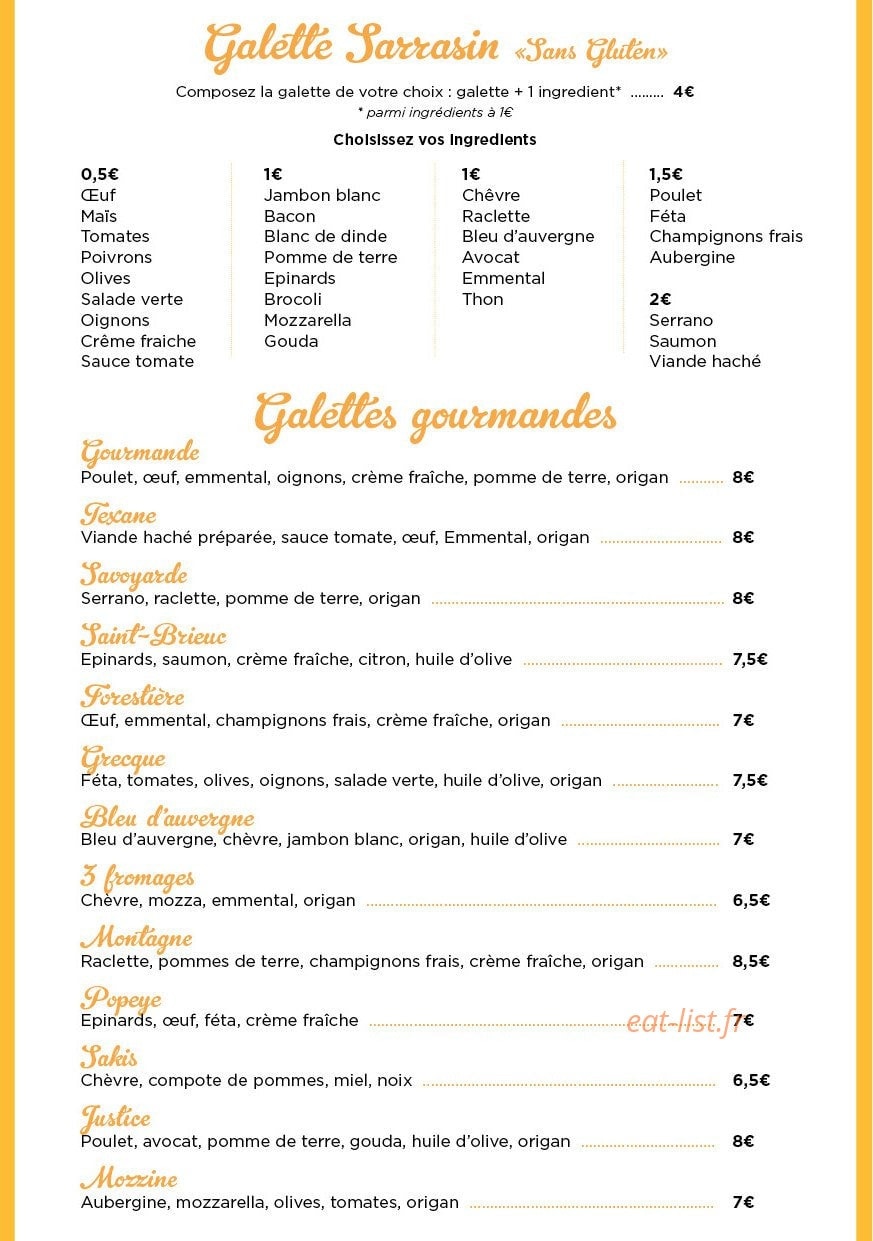 Crêperie Elo — carte page 2