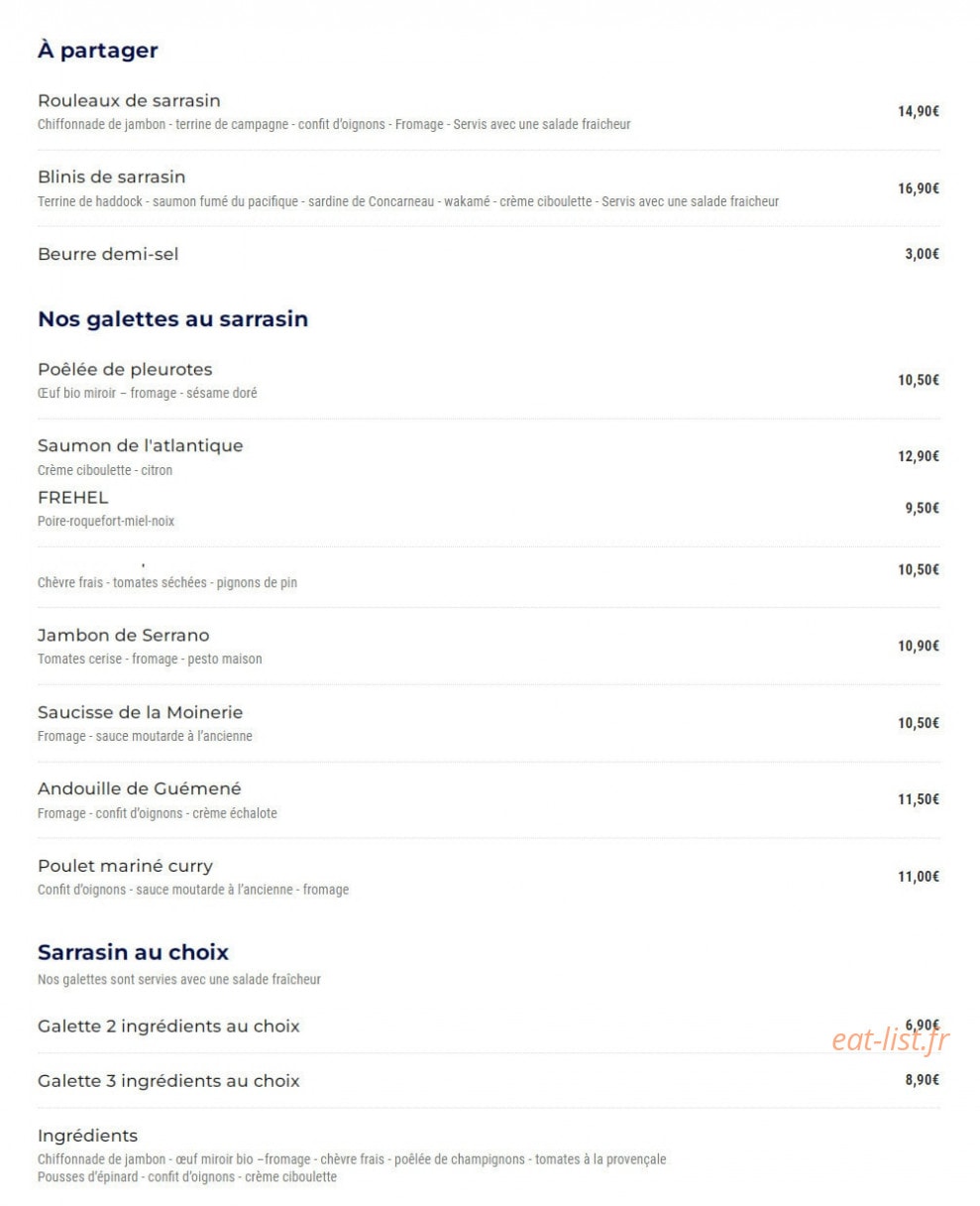 Crêperie l'hermine — carte page 1