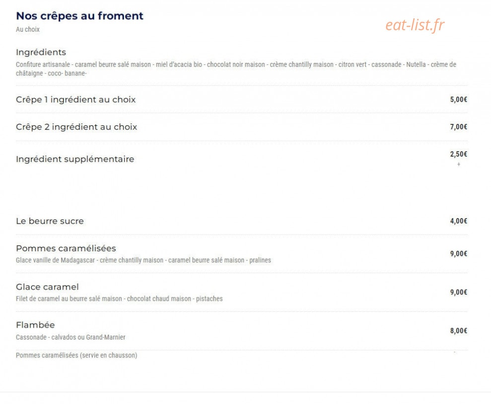 Crêperie l'hermine — carte page 2