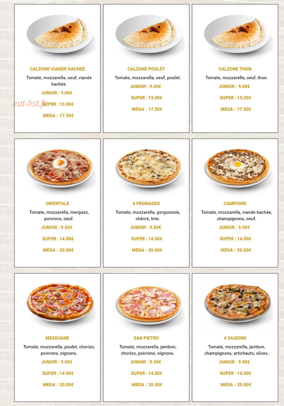 Croq Pizza — carte page 4