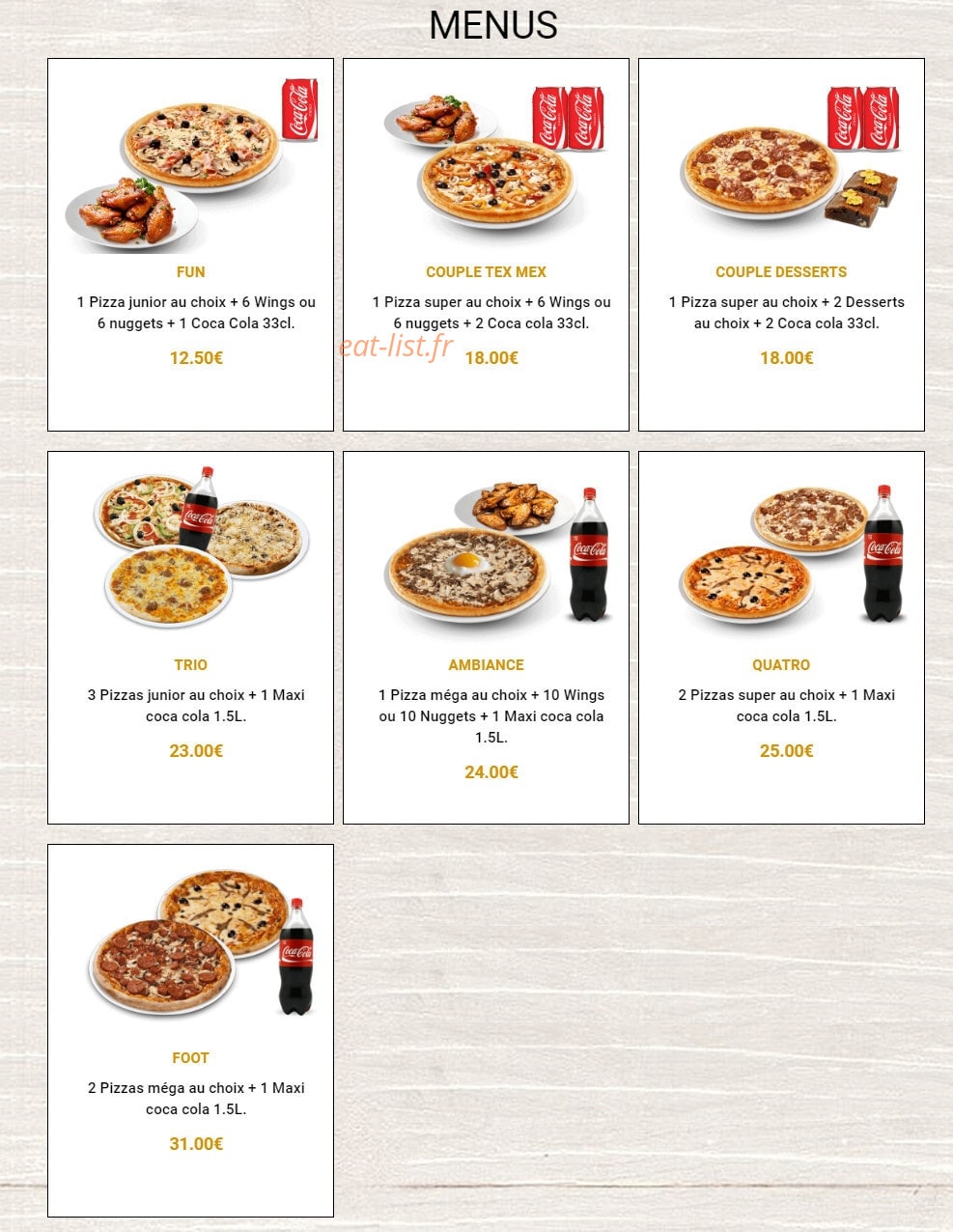 Croq Pizza — carte page 1