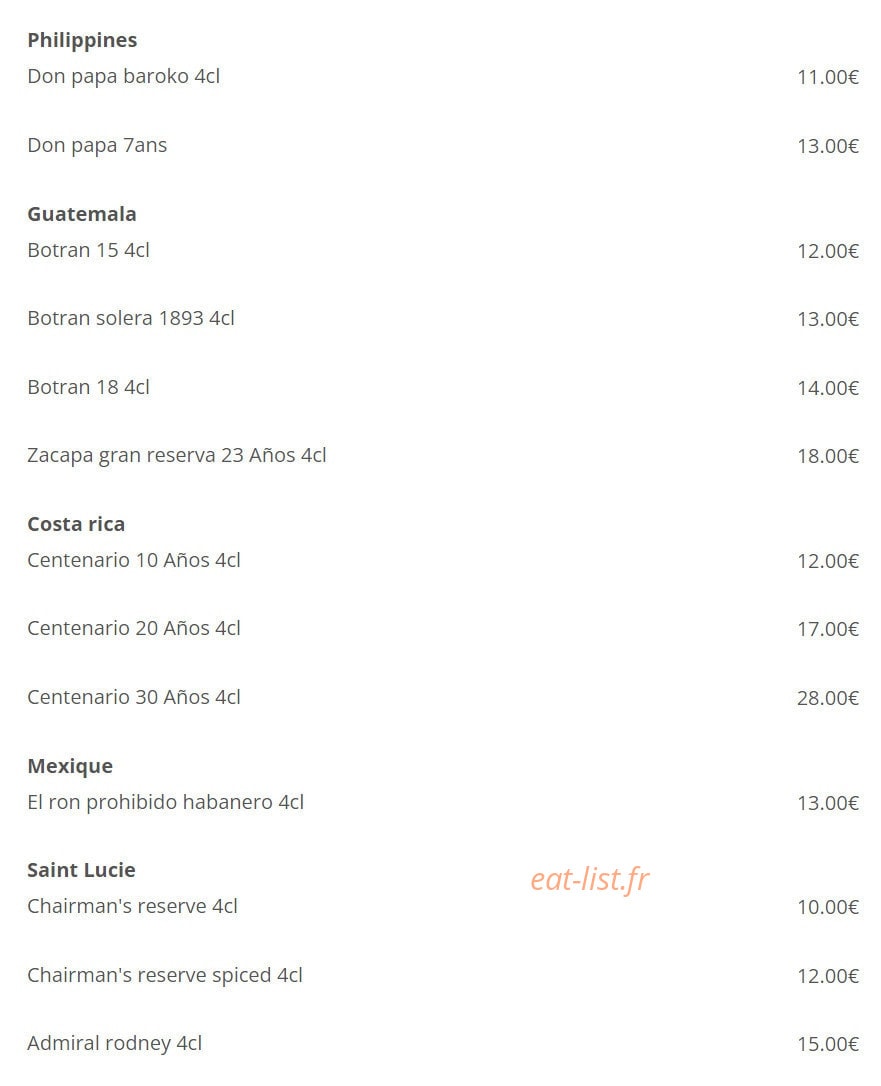 Cuba Compagnie Café — carte page 16