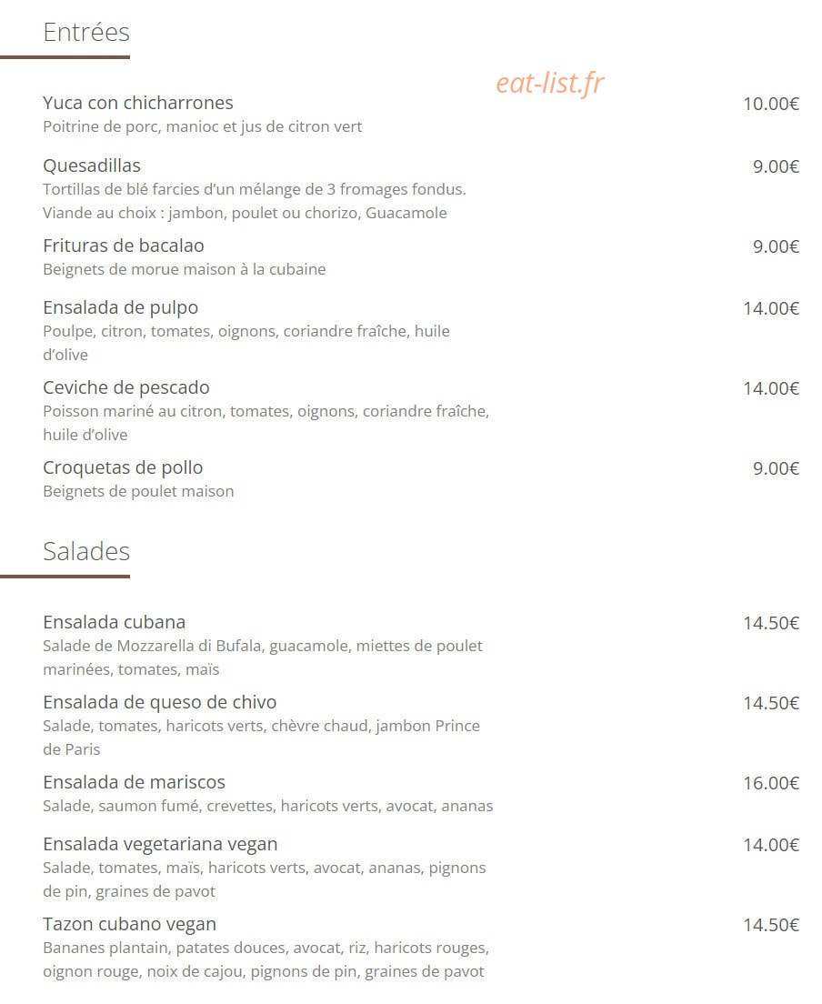 Cuba Compagnie Café — carte page 1