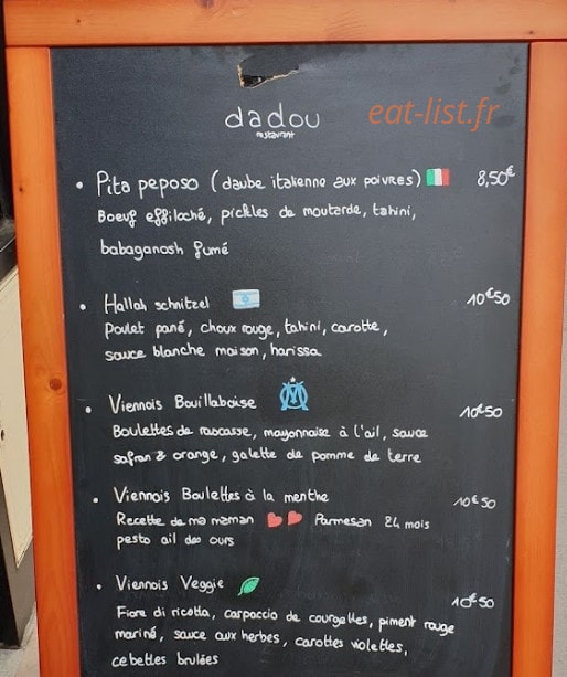 Dadou Restaurant — carte page 1