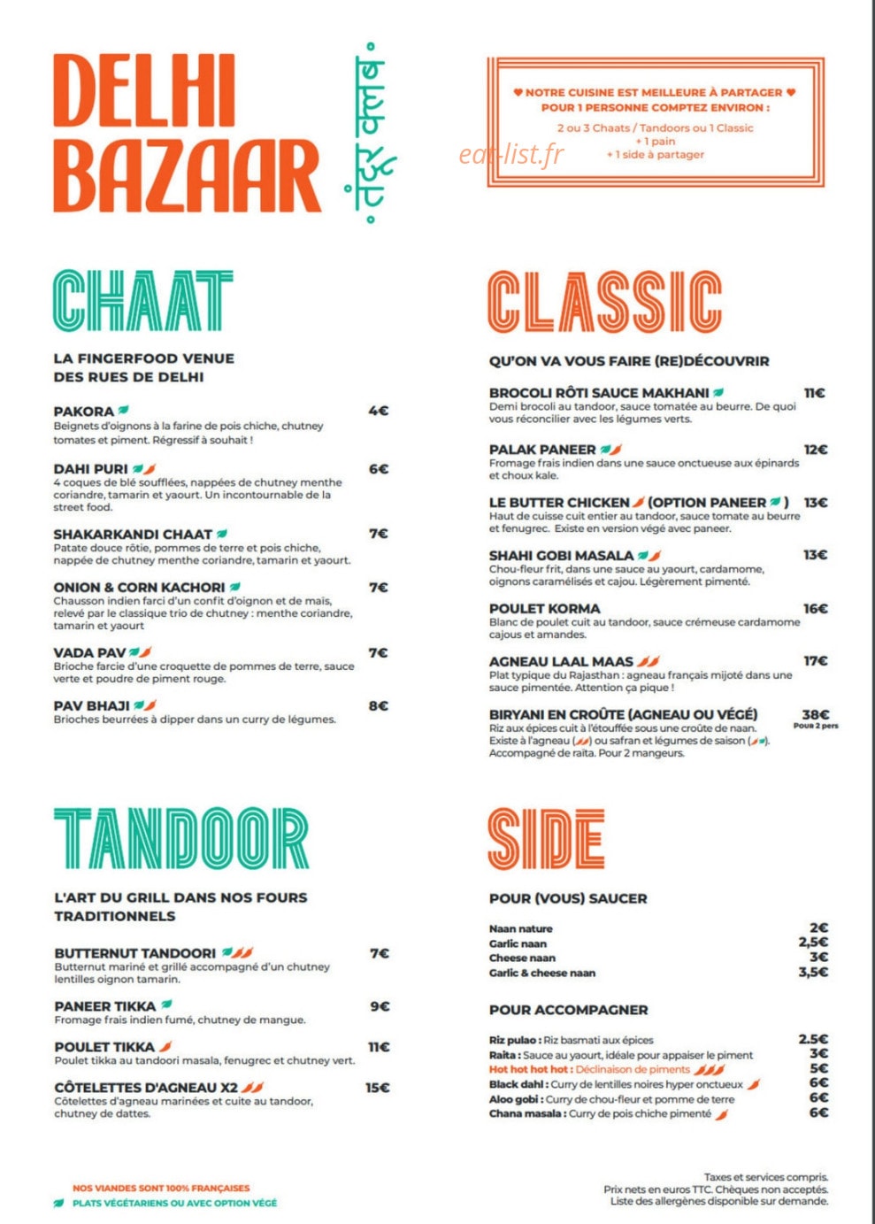 Delhi Bazaar — carte page 1
