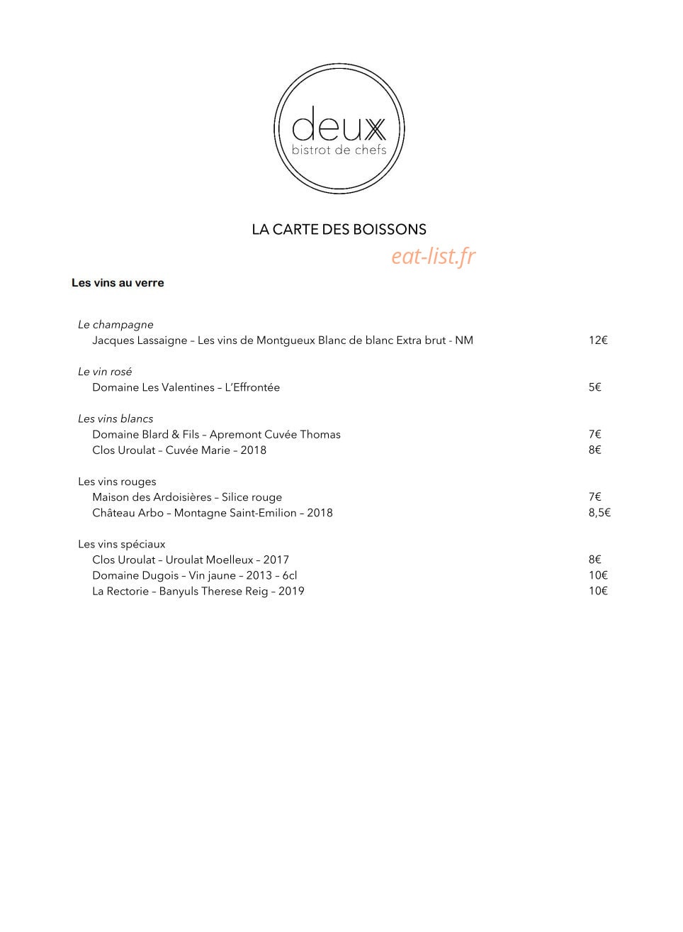 Deux bistrot de chefs — carte page 8