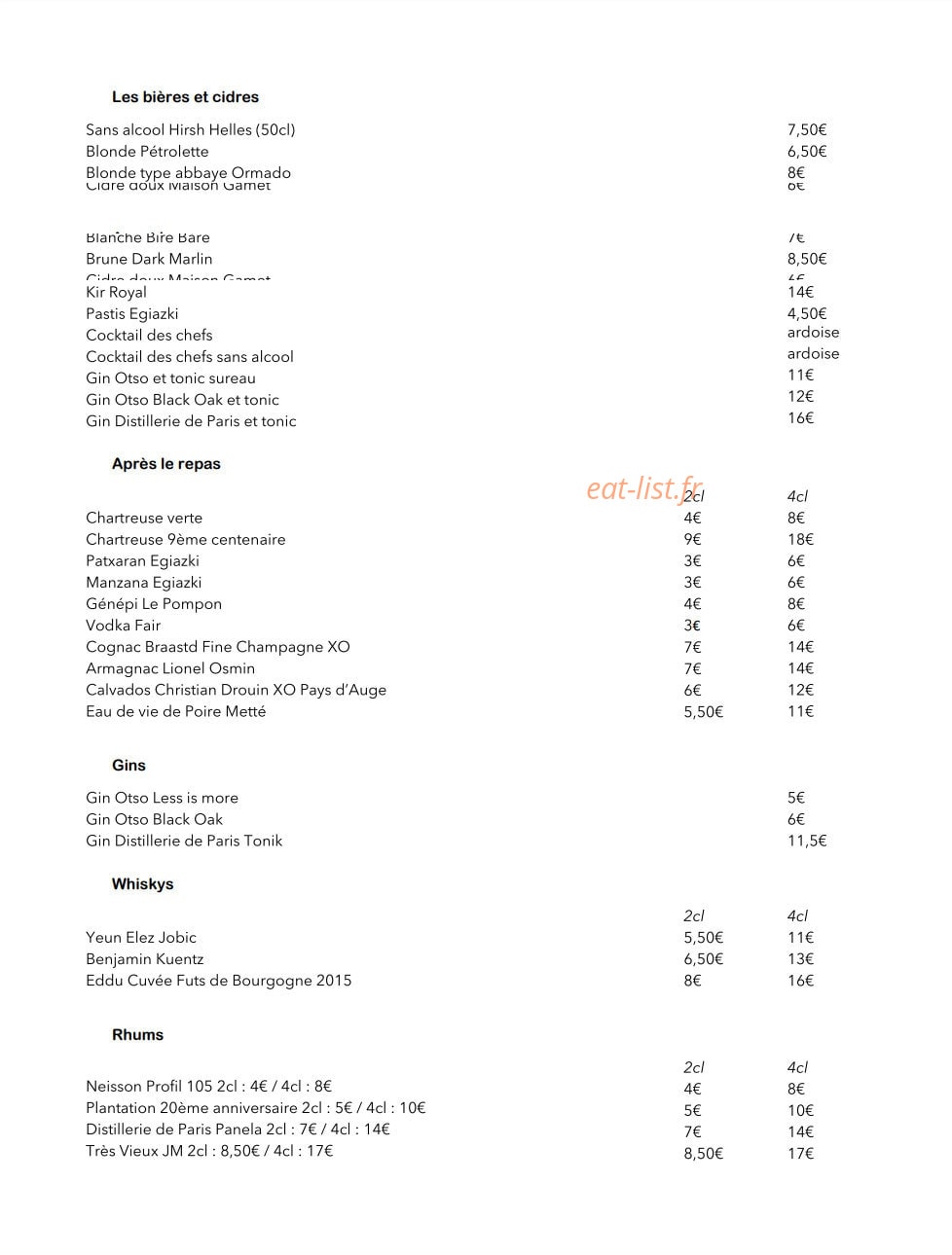 Deux bistrot de chefs — carte page 6
