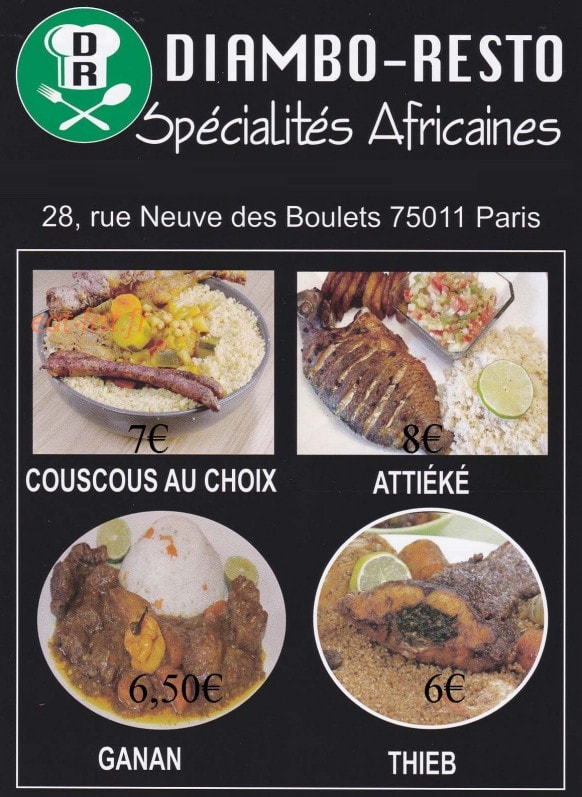 Diambo Resto — carte page 1