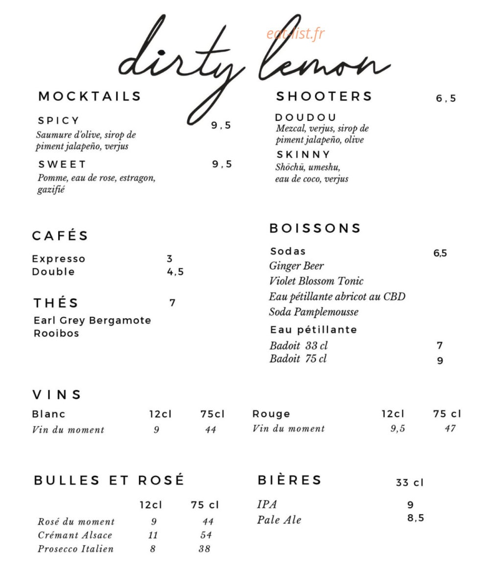 Dirty Lemon — carte page 5