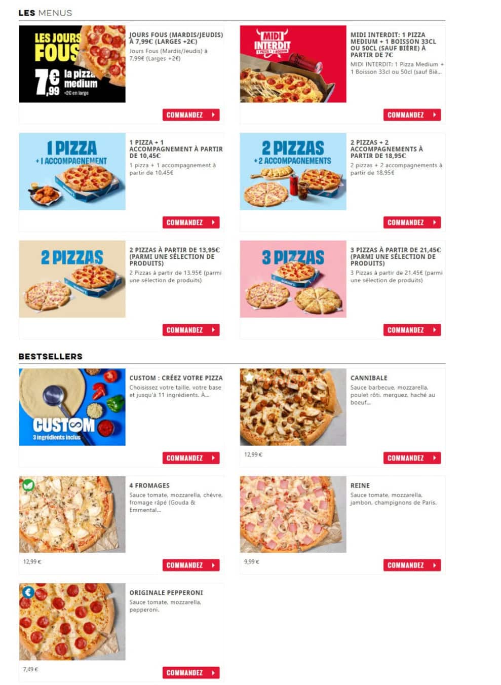 Domino's — carte page 1