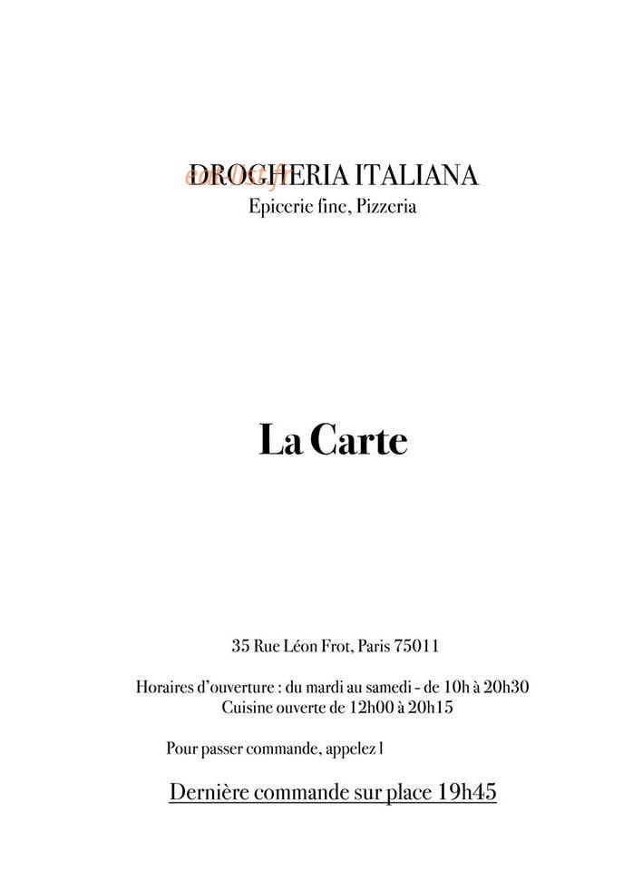 Drogheria Italiana — carte page 1