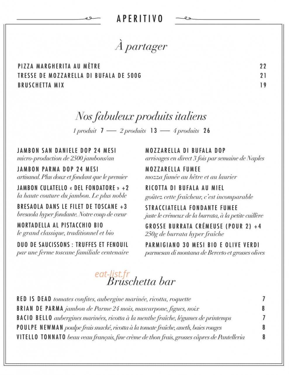 East Mamma — carte page 1