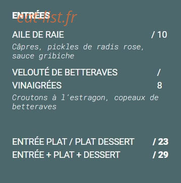 Erso Restaurant — carte page 1