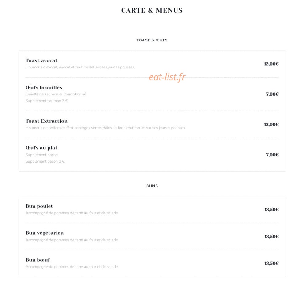 Extraction Coffee — carte page 1