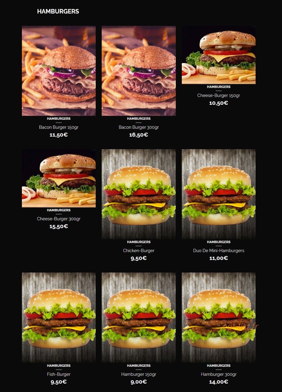 Hbk House Burger — carte page 1