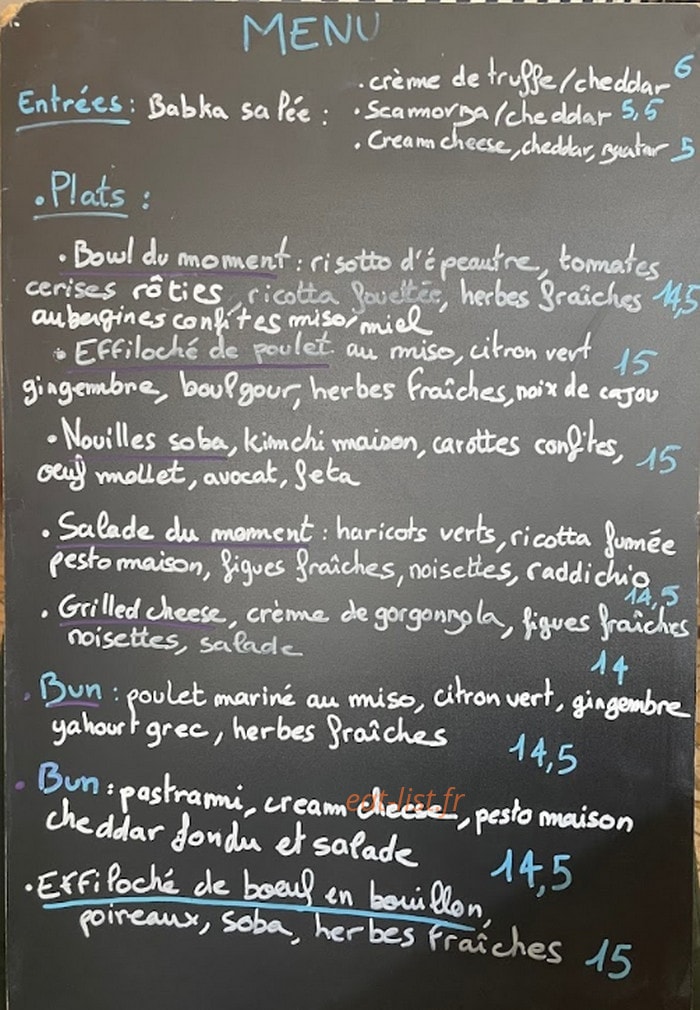 Joa Café et Cantine — carte page 1