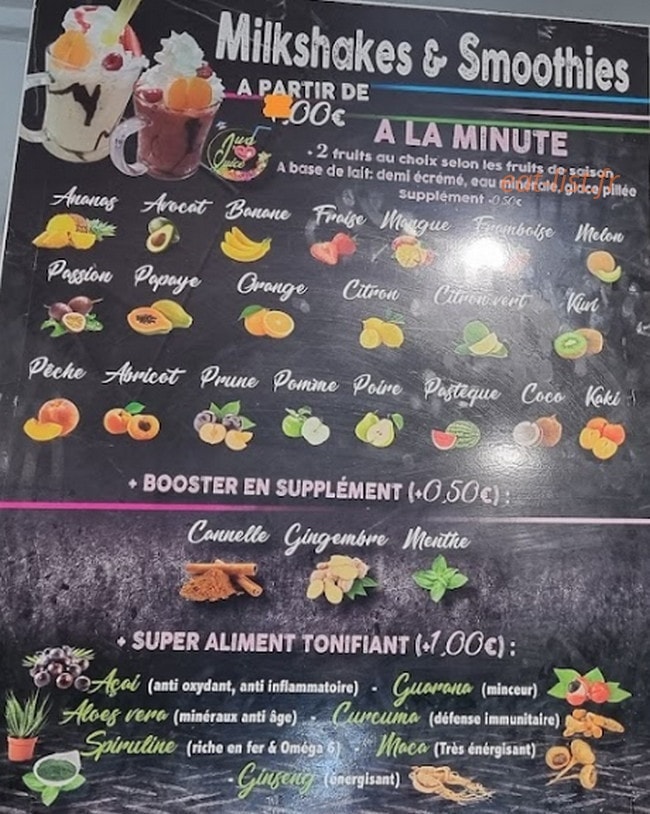 Jwajem Juice — carte page 2