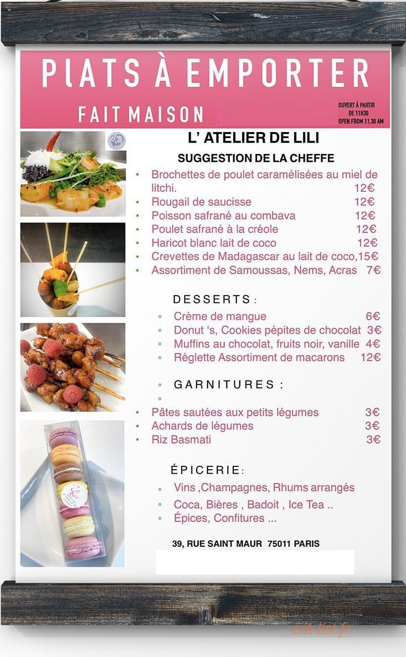 L'Atelier de LiLi — carte page 1