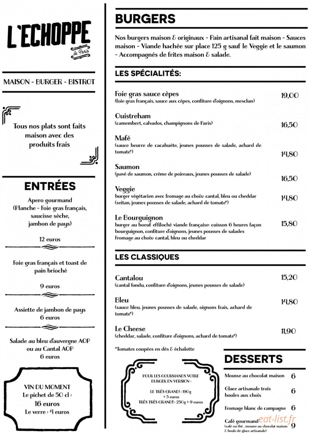 L'Echoppe de Paris — carte page 1