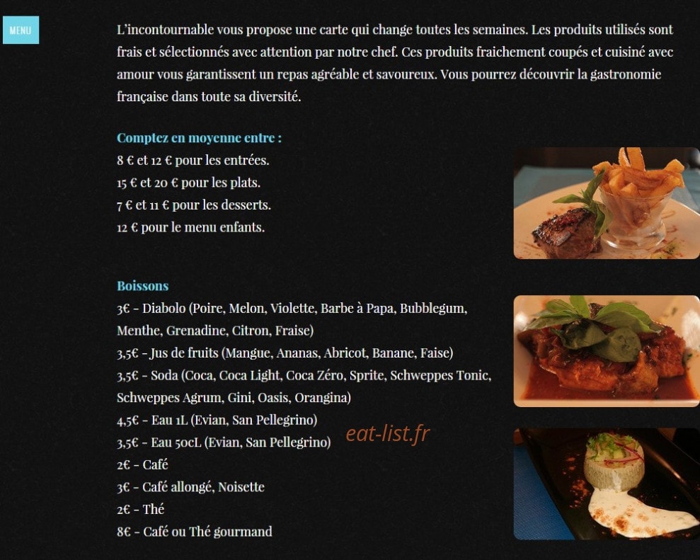 L' Incontournable — carte page 1